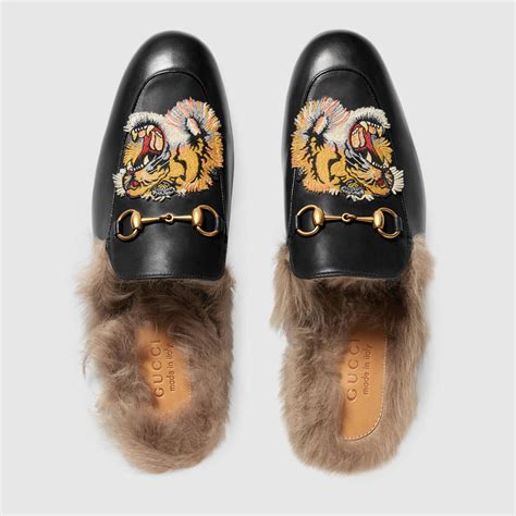 gucci princetown fur men|Gucci princetown embroidered leather slipper.